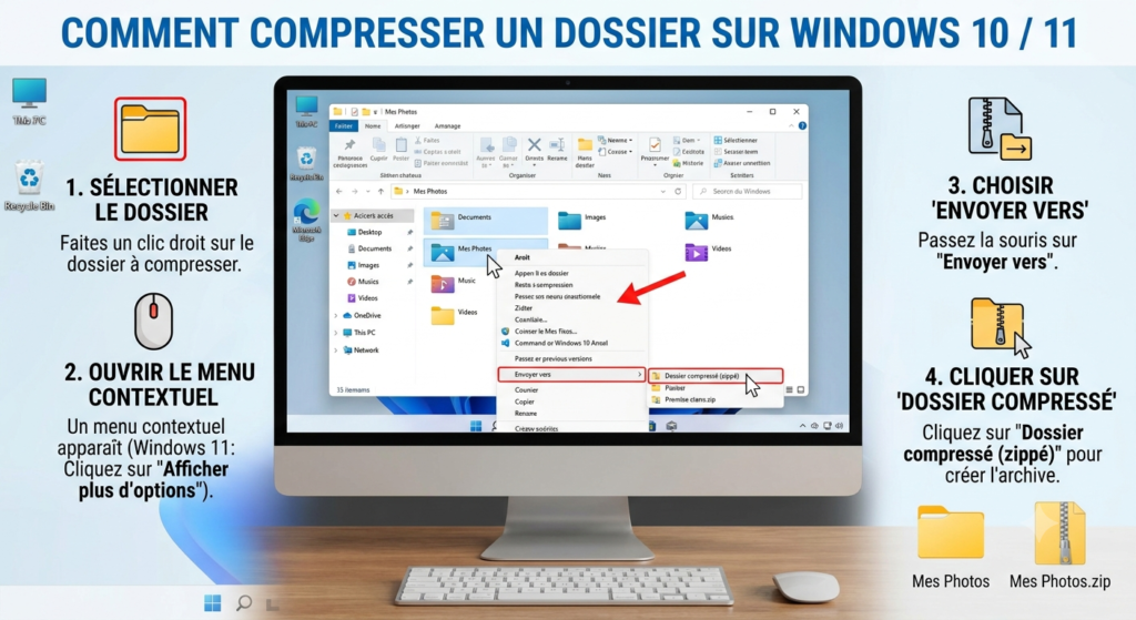 comment compresser un dossier Windows 10 clic droit